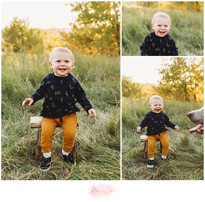 Calgary Family Fall Photos outside smiling baby boy